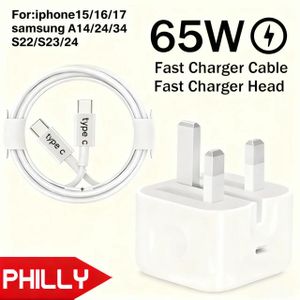 Philly 65W  Type-c To  Type-c Fast Charger for iPhone15/16/17 Samsung A14/24/34 s22/23/24
