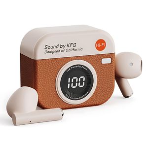 GtyGo Wireless Headphones Bluetooth 5.4 Earphones Sport Earbuds Headset LED Display orange Camera shape