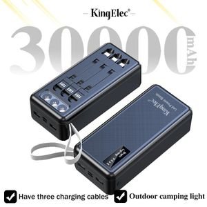 KingElec 30000mAh Power Banks with LED Light & 3-in-1 Detachable Cables