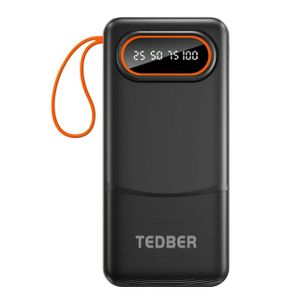 Tedber Sherpa 20 Power Bank 20000mAh New series – Fast Charging Portable Charger with LCD Display & Built-in Cables.