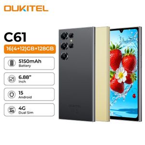 Oukitel C61, 6.88" HD+, 5150mAh, 16GB RAM + 128GB, 13MP Main Camera - Gold