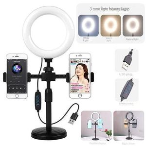 6Inch LED Selfie Ring Light & Tripod Stand 2 Phone Holders