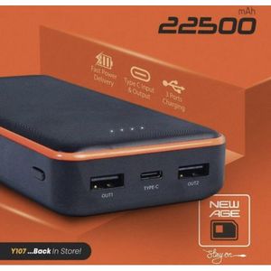 New Age 22500 Power Bank With Type-C Port Input & Output + Free USB